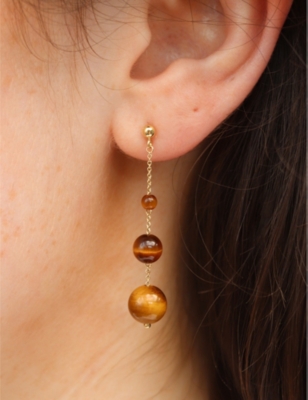 Shop The Alkemistry Womens Yellow Gold Boba Brown Sugar 18ct Yellow-gold And Tiger's Eye Drop Earrings