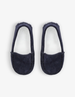 Tod's Tods Navy Pantofola Gommini Suede Driving Shoes 6-12 Months In Navy