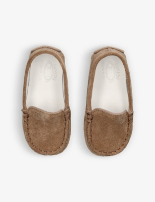Tod's Tods Tan Pantofola Gommini Suede Driving Shoes 6-12 Months In Tan