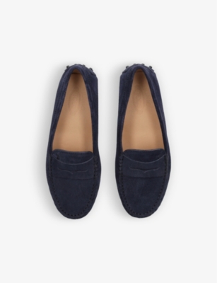 Tod's Suede Mocassino Gommini Driving Shoes In Navy