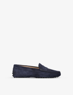 Shop Tod's Tods Boys Vy Kids Mocassino Gommini Suede Driving Shoes 6-8 Years In Navy