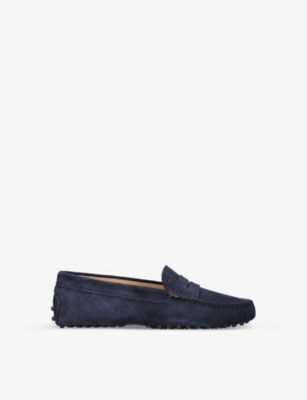 Tod's Suede Mocassino Gommini Driving Shoes In Navy