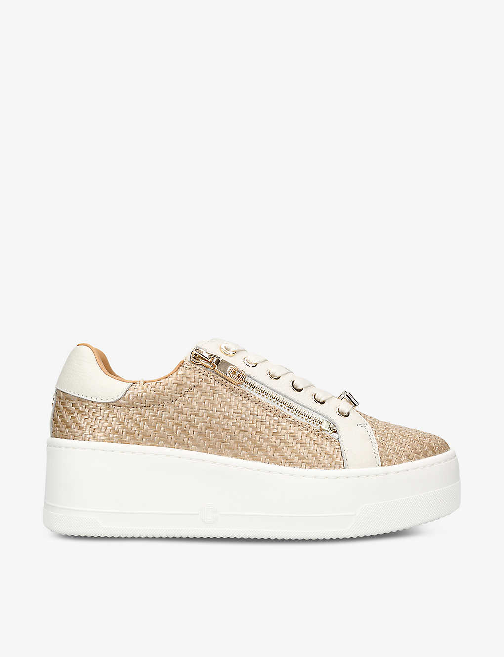 Carvela Womens Beige Connected Zip Leather Low-top Trainers In White