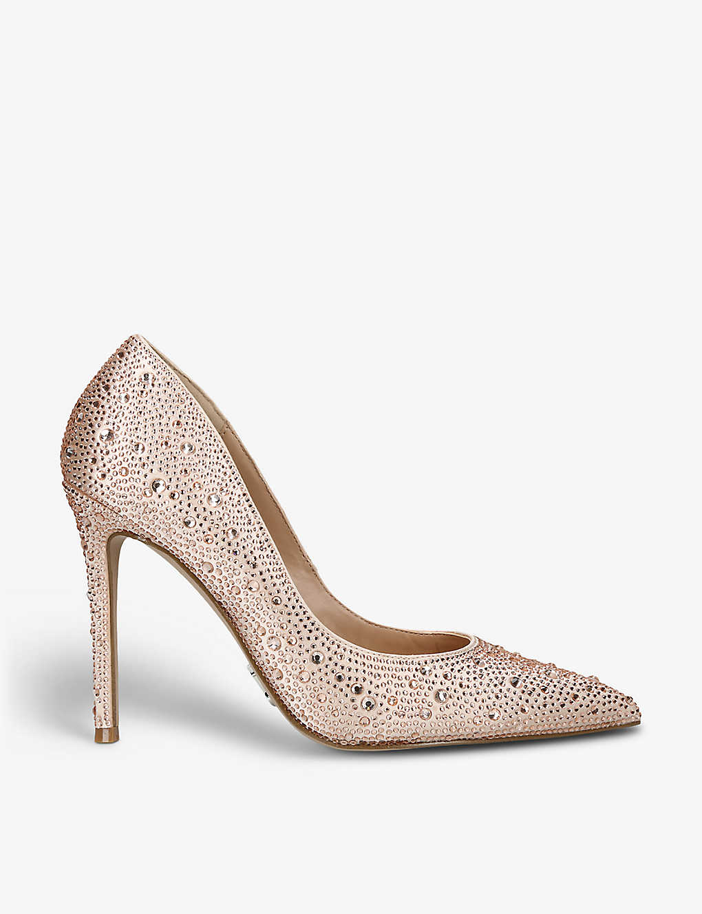 Steve Madden Womens Champagne Evelyn Rhinestone-embellished Woven Heeled Court Shoes