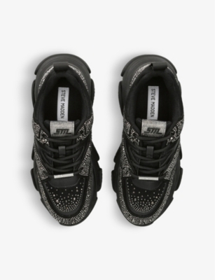 STEVE MADDEN: PRIVY 951 crystal-embellished woven low-top trainers
