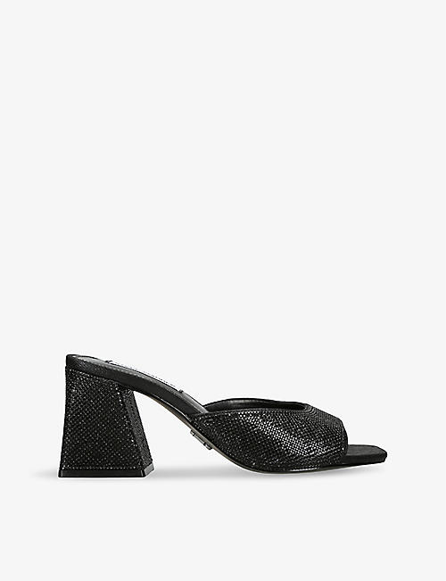 STEVE MADDEN: Glowing rhinestone-embellished faux-leather heeled mules