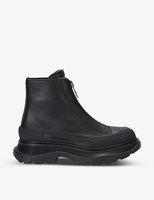 ALEXANDER MCQUEEN: Tread Slick branded leather ankle boots