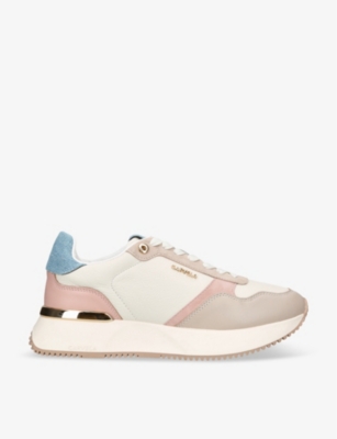 Shop Carvela Women's Pink Comb Flare Chunky-sole Leather Trainers