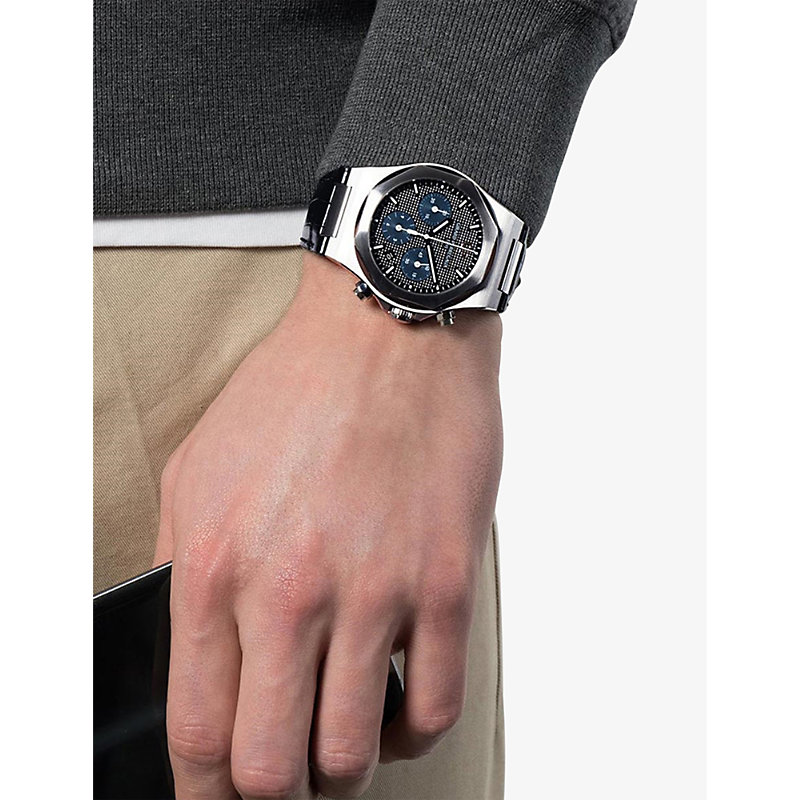Shop Girard-perregaux Men's Black 81020-11-631-11a Laureato Chronograph Stainless-steel Automatic Watch