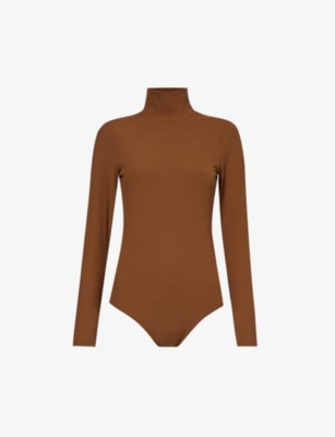 SPANX SPANX WOMEN'S SALTED CARAMEL TURTLENECK LONG-SLEEVED STRETCH-WOVEN BODY
