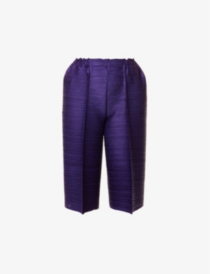 PLEATS PLEASE ISSEY MIYAKE: Bounce pleated wide-leg mid-rise knitted trousers