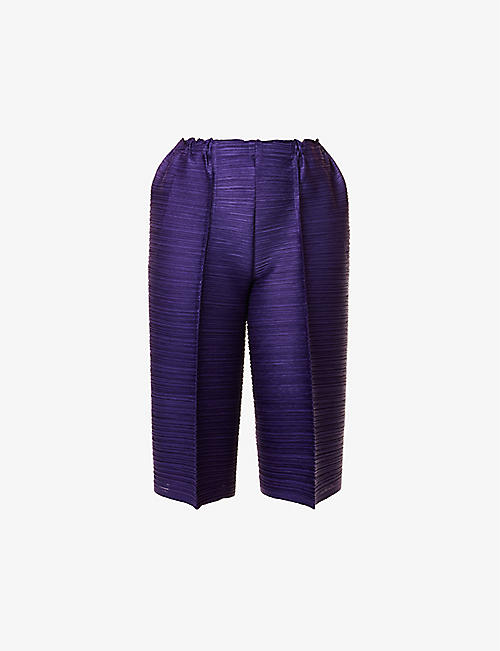 PLEATS PLEASE ISSEY MIYAKE: Bounce pleated wide-leg mid-rise knitted trousers