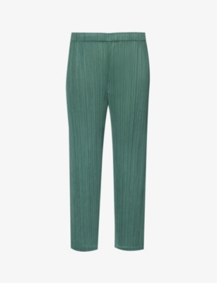 PLEATS PLEASE ISSEY MIYAKE: December pleated mid-rise knitted trousers