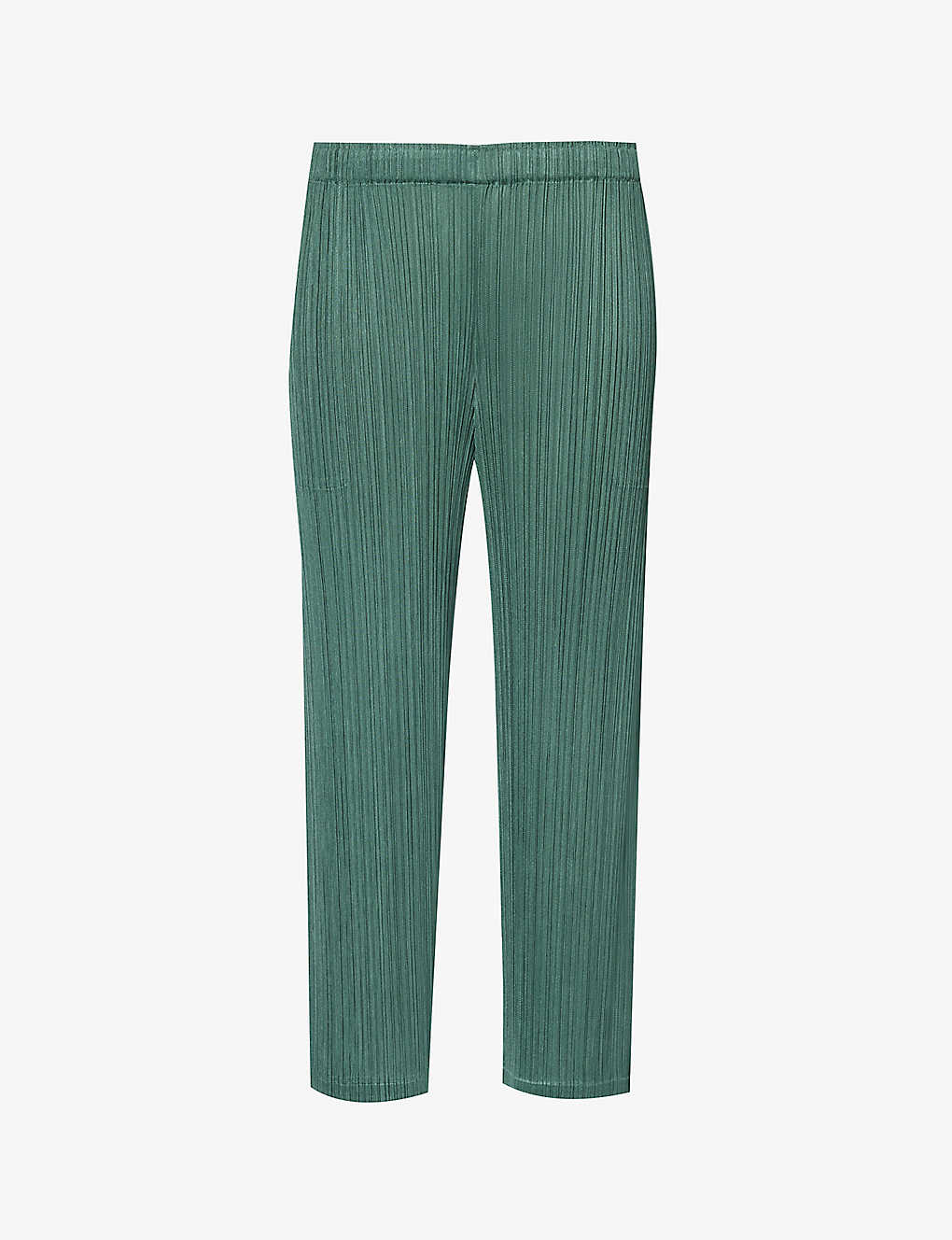 Issey Miyake Pleats Please  Womens Moss Green December Pleated Mid-rise Knitted Trousers