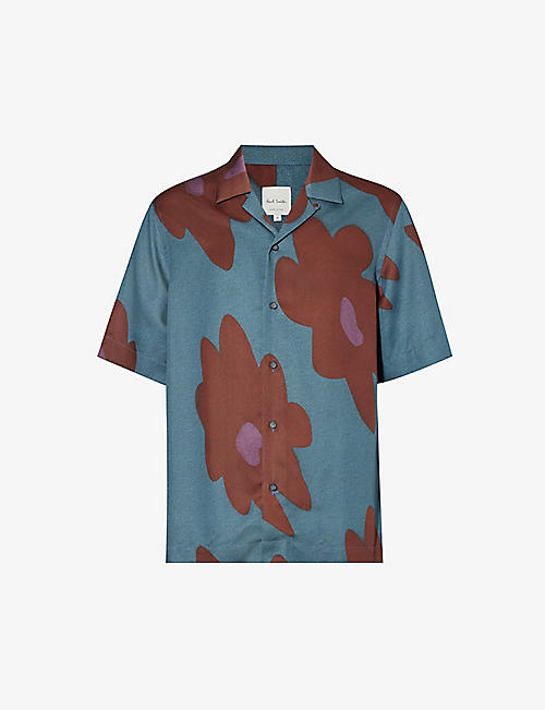 PAUL SMITH: Flower-pattern short-sleeved woven shirt