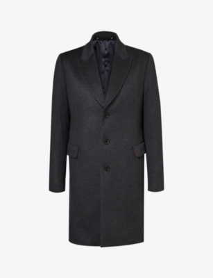 Paul Smith Mens Single-breasted Wool-cashmere Blend Coat In Grey