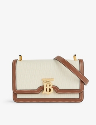 BURBERRY: Briar bag in coated cotton and leather - Beige