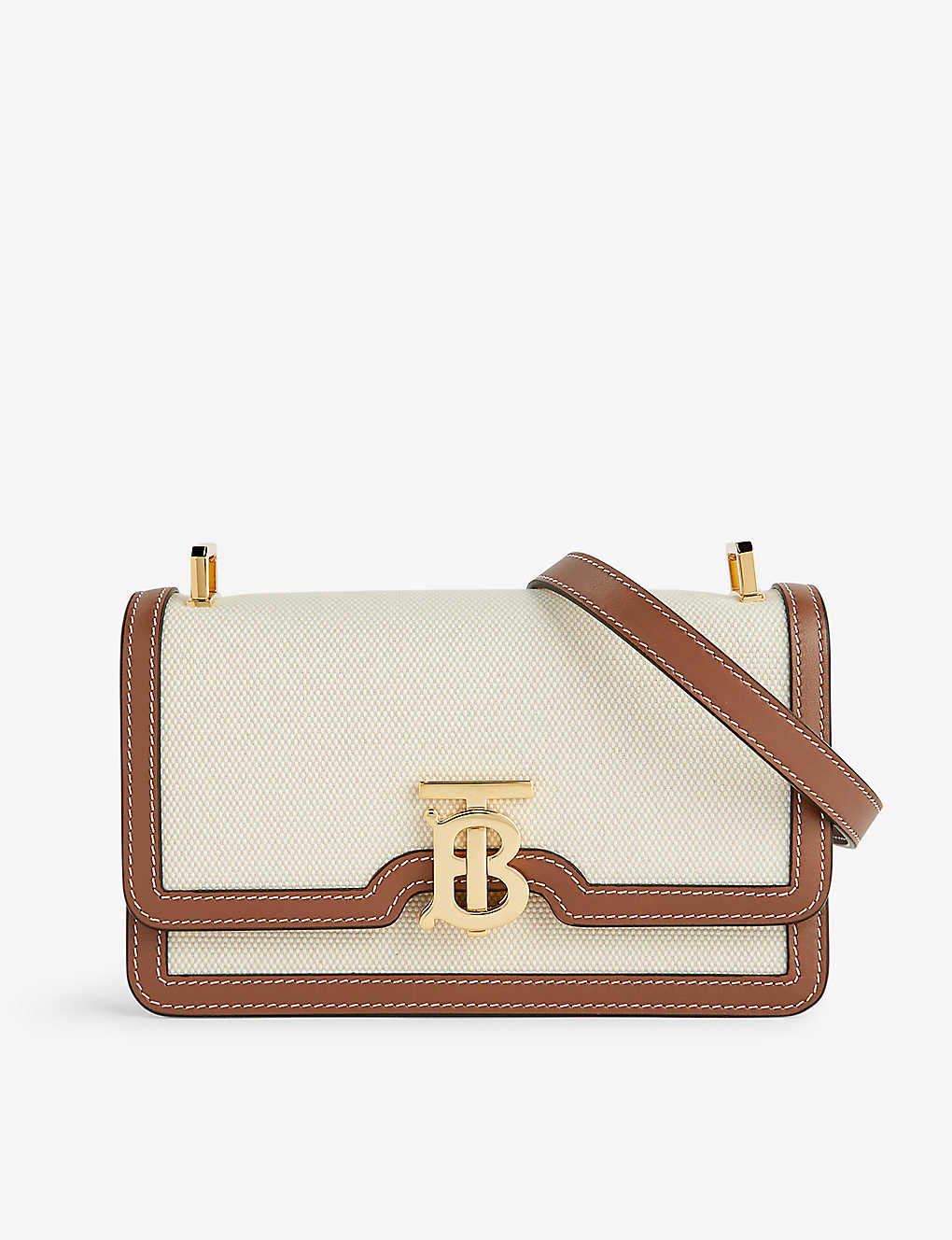 Burberry Elizabeth Small Cotton And Leather Cross-body Bag In Vntg Chk/briar Brown