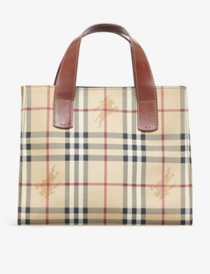 Beige Burberry Haymarket Check Shoulder Bag