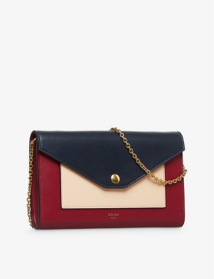 Shop Reselfridges Women's Redmulti Pre-loved Celine Pocket Envelope Leather Shoulder Bag