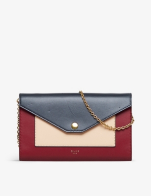 Reselfridges Womens Redmulti Pre-loved Celine Pocket Envelope Leather Shoulder Bag