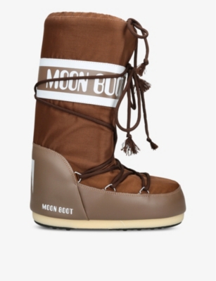 Moon Boot Womens Brown Icon Brand-print Shell Boots