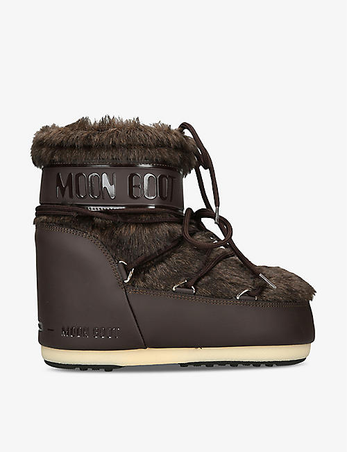 MOON BOOT: Icon faux fur-trim woven snow boots