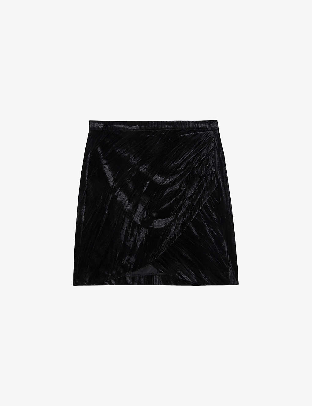 Zadig & Voltaire Zadig&voltaire Womens Noir Judelle Tulip-hem Stretch-velvet Mini Skirt In Schwarz