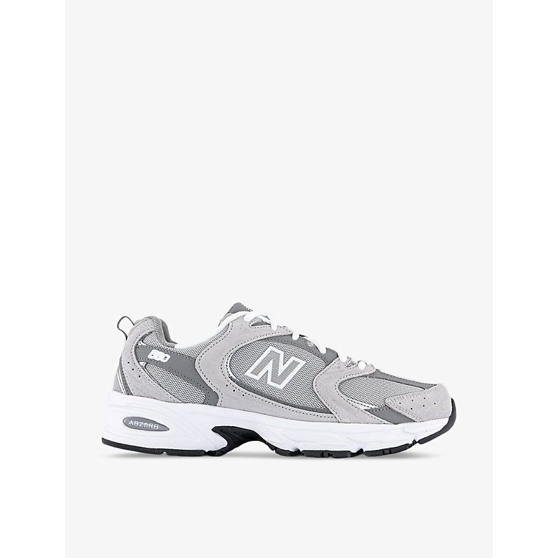Shop New Balance Mr530 Logo-embossed Leather And Mesh Low-top Trainers In Raincloud Grey White