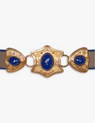 La Maison Couture Womens Blue Sonia Petroff Desert Star Grained-leather Belt