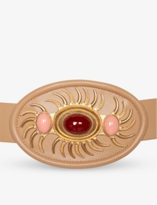 Shop La Maison Couture Women's Brown Sonia Petroff Sun 24ct Yellow Gold-plated Brass And Enamelled Caboch