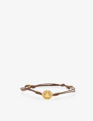 Shop La Maison Couture X Niin Gaia Wax Cord And Rose Gold-plated Brass Bracelet In Brown