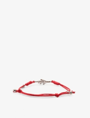 La Maison Couture X Niin Gaia Wax Cord And Rhodium-plated Silver Bracelet In Coral