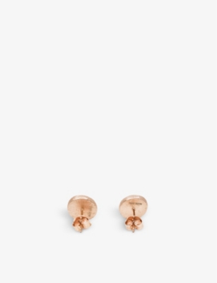 Shop La Maison Couture Niin Luna 18ct Rose Gold-plated Sterling-silver And Rose Quartz Stud Earrings In Pink