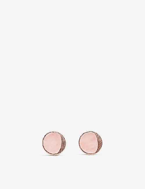 LA MAISON COUTURE: Niin Luna 18ct rose gold-plated sterling-silver and rose quartz stud earrings