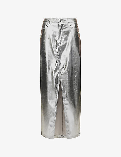 AMY LYNN: Lupe front-slit faux-leather maxi skirt