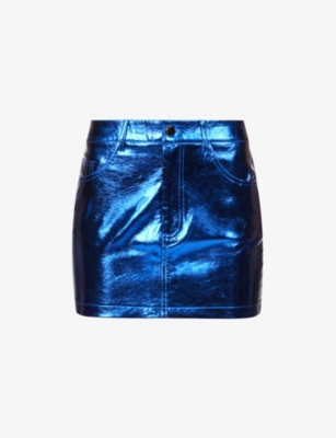 Metallic 2024 leather skirt