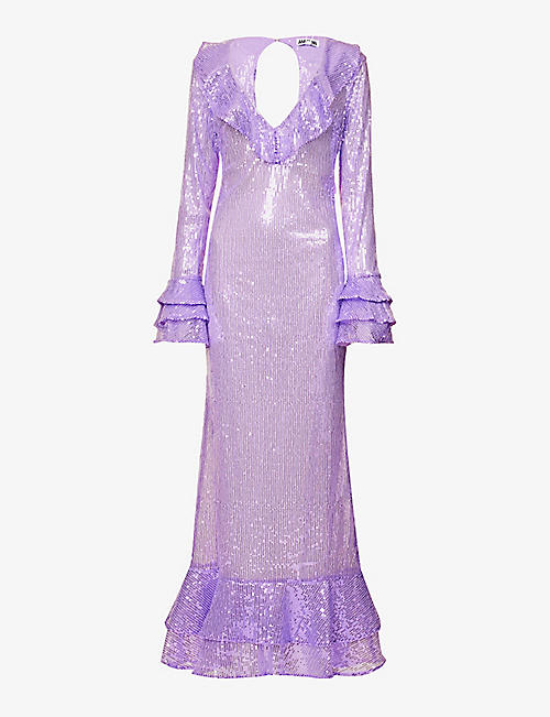 AMY LYNN: Semi-sheer rhinestone-embellished woven maxi dress
