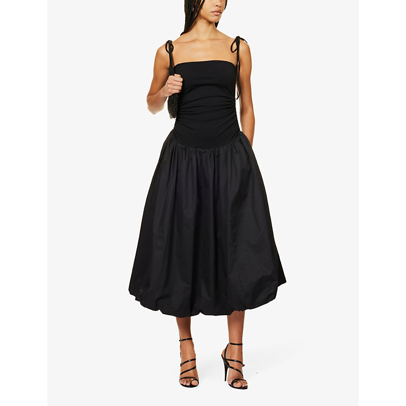 Shop Amy Lynn Alexa Spaghetti-strap Stretch-cotton Maxi Dress In Black