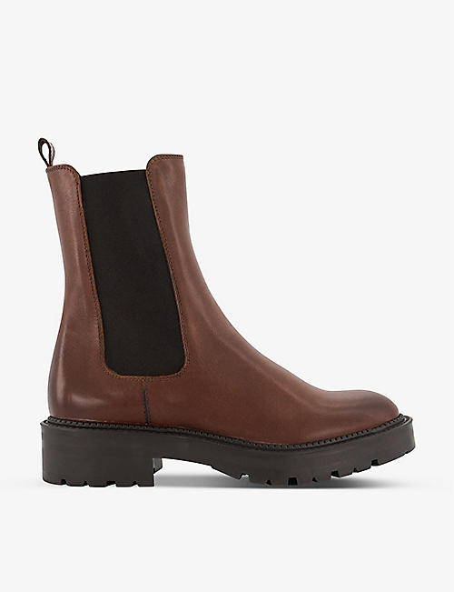 DUNE: Picture cleated-sole suede-leather Chelsea boots