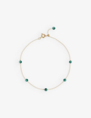 The Alkemistry Womens Yellow Gold Boba Matcha 18ct Yellow-gold And Malachite Beaded Anklet
