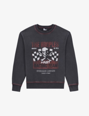 The Kooples Cotton Graphic Print Sweatshirt In Washed Black