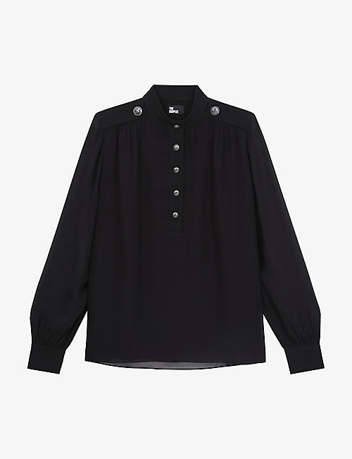 THE KOOPLES: Sheer-sleeve button-embellished woven blouse