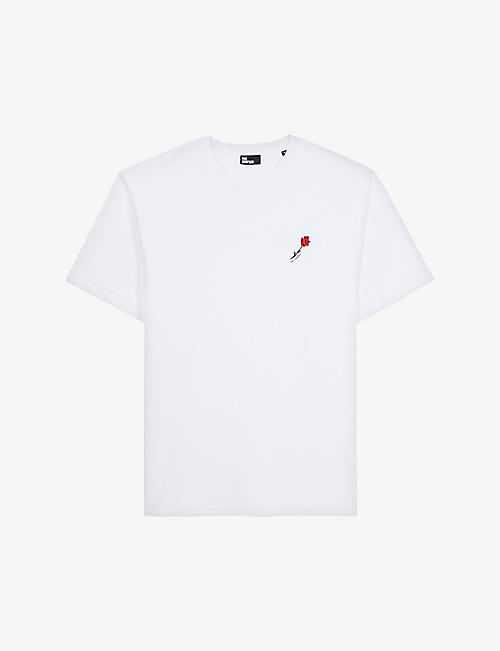 THE KOOPLES：玫瑰刺绣常规版型棉质 T 恤