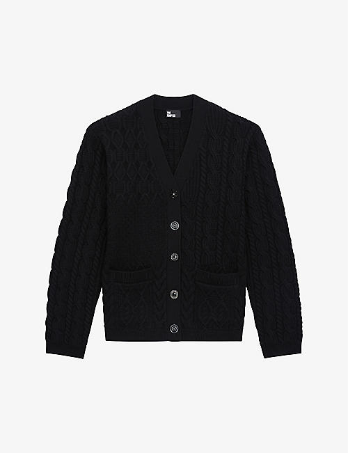 THE KOOPLES: V-neck cable-knit wool cardigan