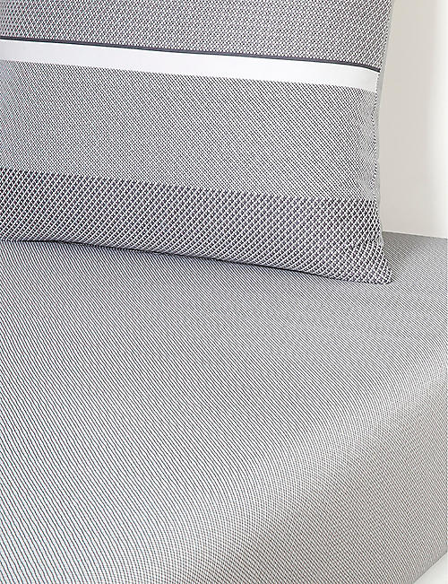 BOSS: Alton geometric-print single cotton fitted sheet 90cm x 200cm
