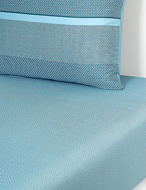 BOSS: Alton geometric-print single fitted cotton sheet 90cm x 200cm