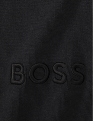 Shop Hugo Boss Boss Black Bold Logo-embroidered Cotton-blend Throw 130cm X 170cm