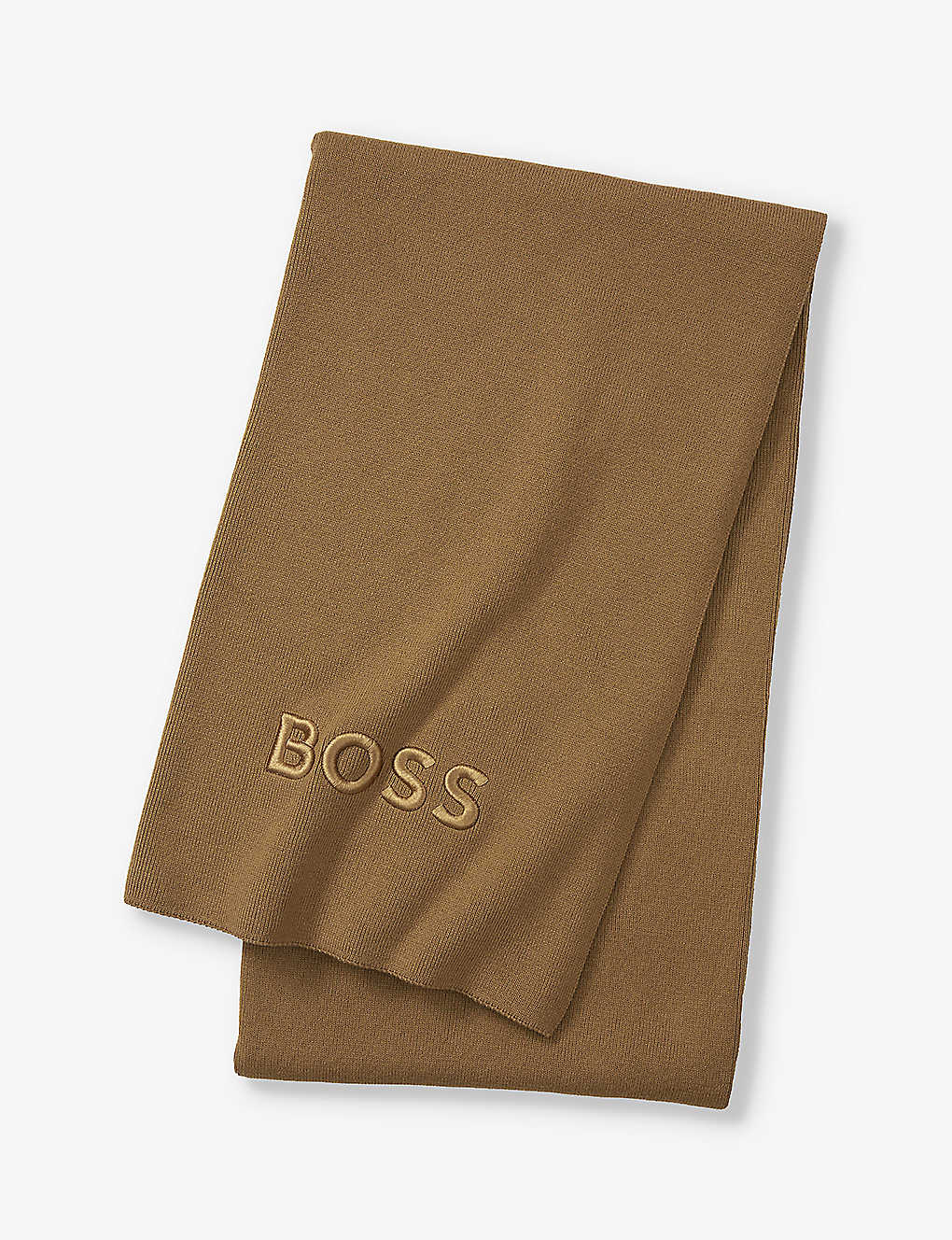 Hugo Boss Boss Camel Bold Logo-embroidered Cotton-blend Throw 130cm X 170cm