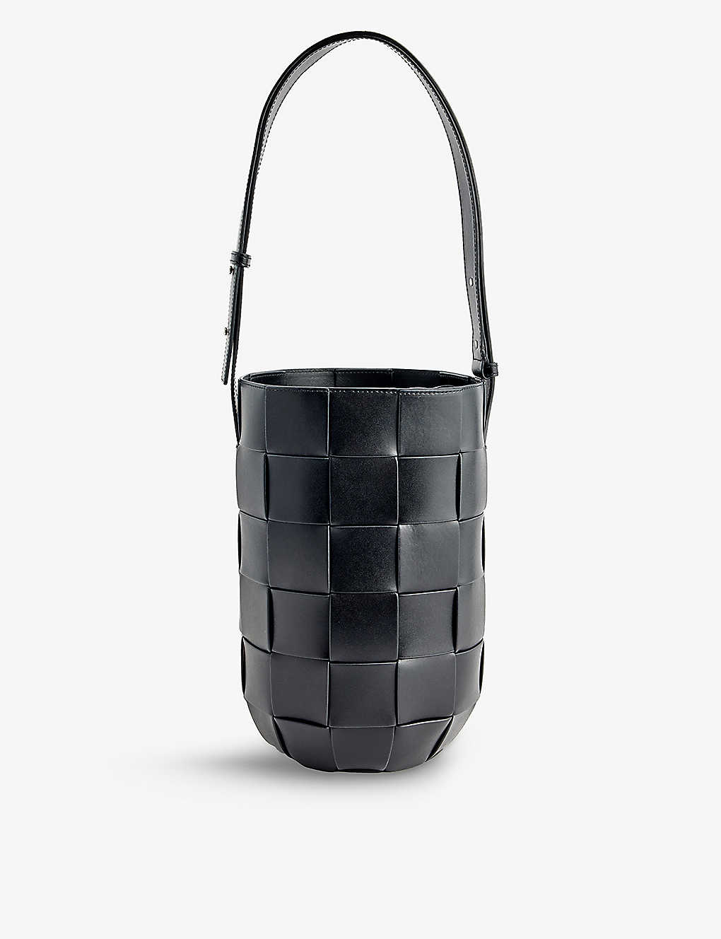 Bottega Veneta Black Silver Cassette Lantern Leather Cross-body Bag